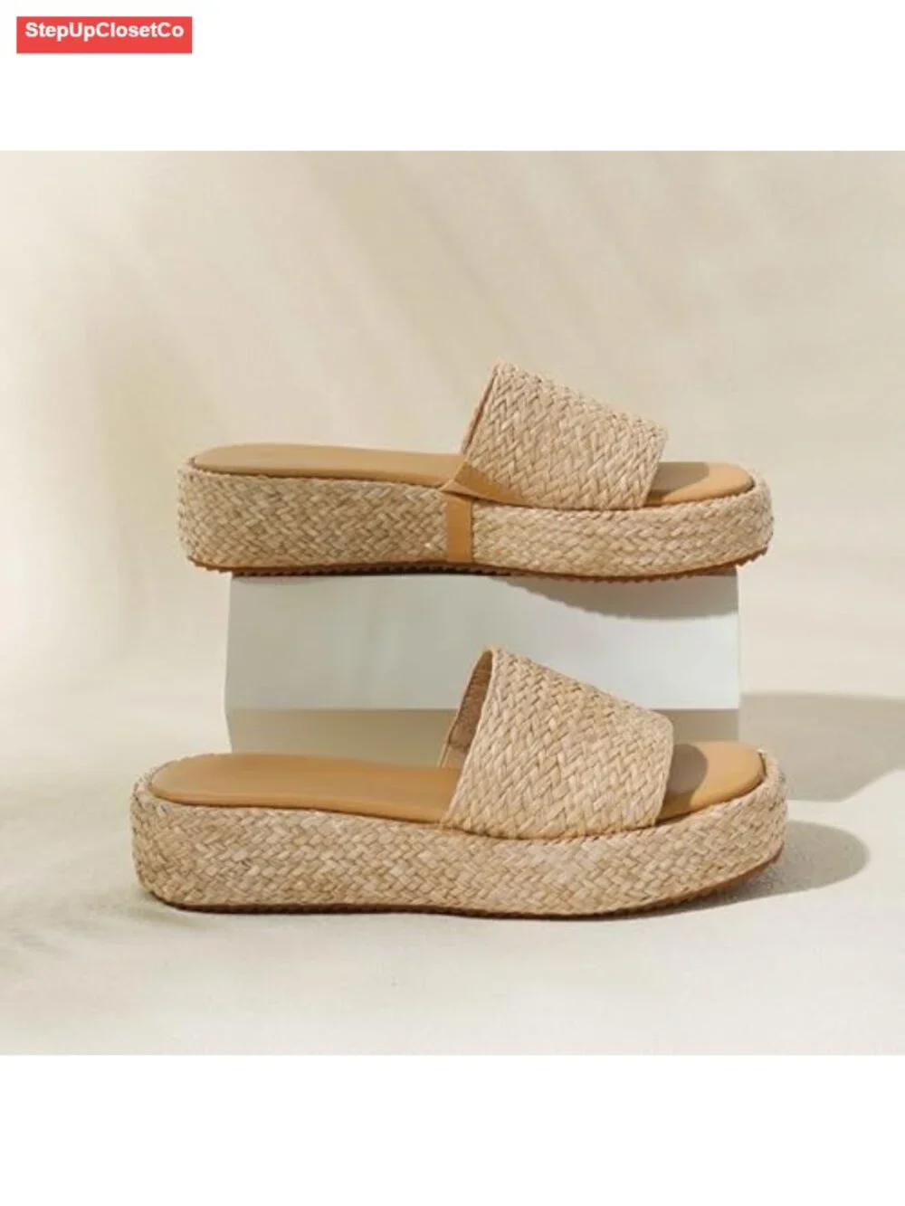 Platform Sandals, Slip On Espadrille Wedges Slides, Flatform Open Toe Beach